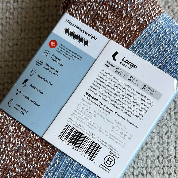 Bombas Hex Tec All-Purpose Performance Socks - Blue and Brown - Picture 2 of 4